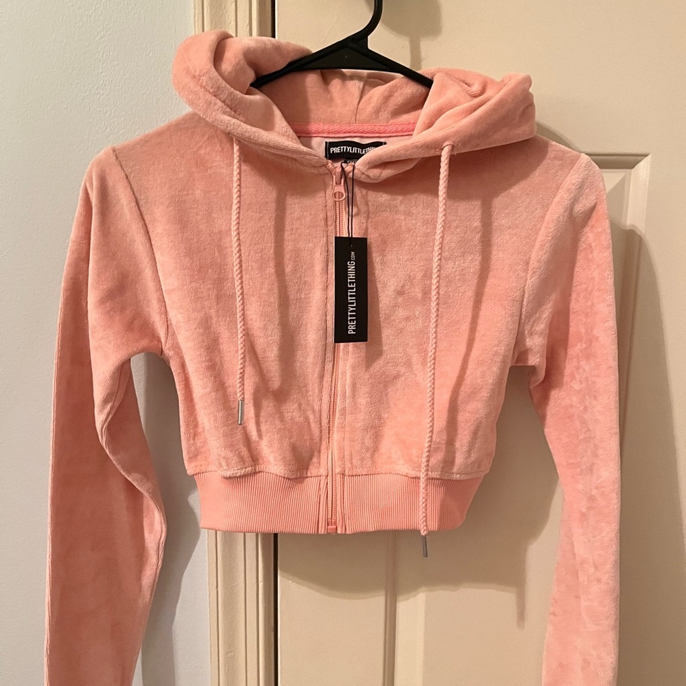 Pretty Little Thing cropped zip up hoodie brand new with tags.